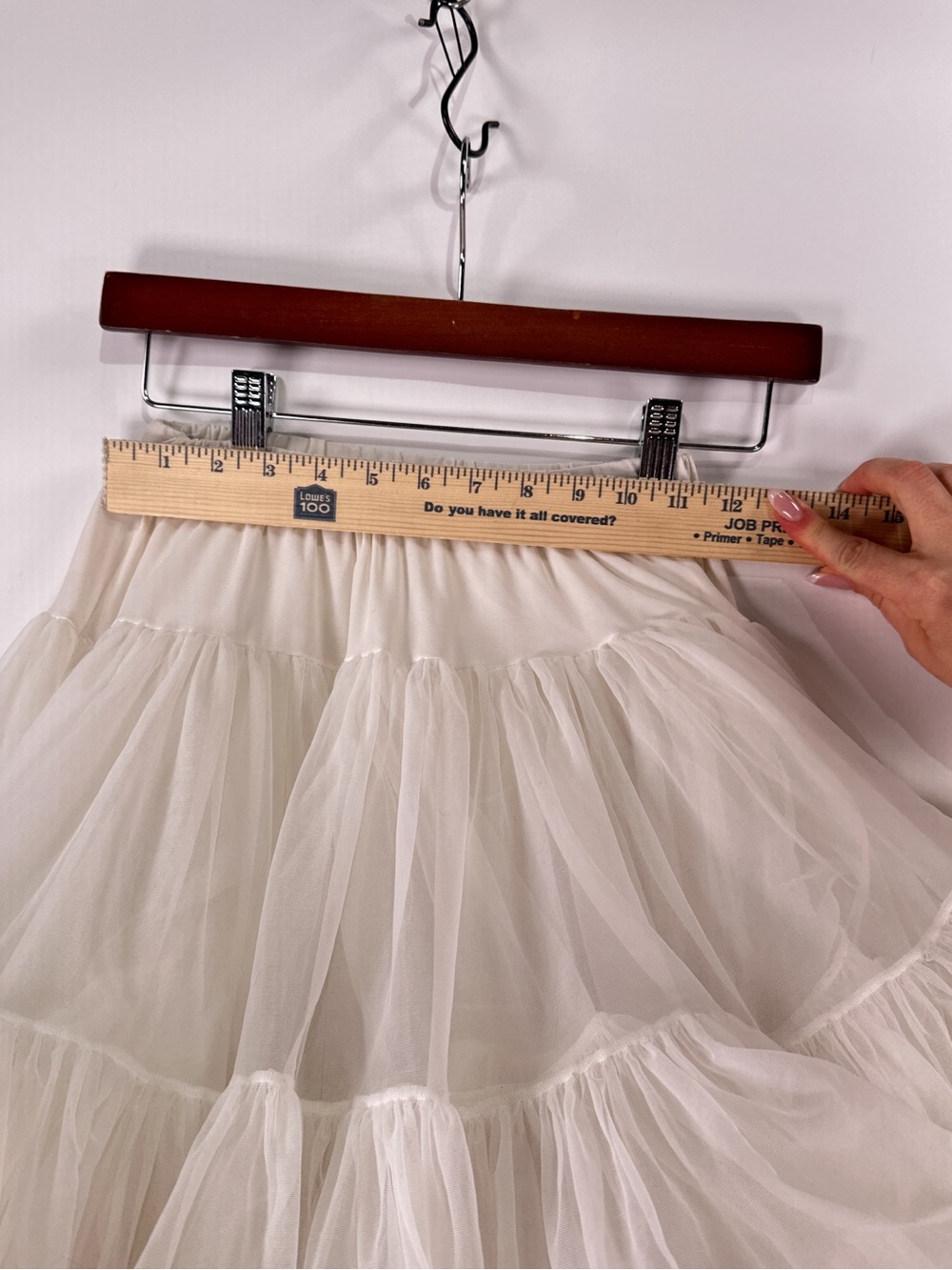 Sam's Vintage Ruffled Crinoline Petticoat Skirt Nylon Tulle White Vintage Medium - Picture 9 of 11